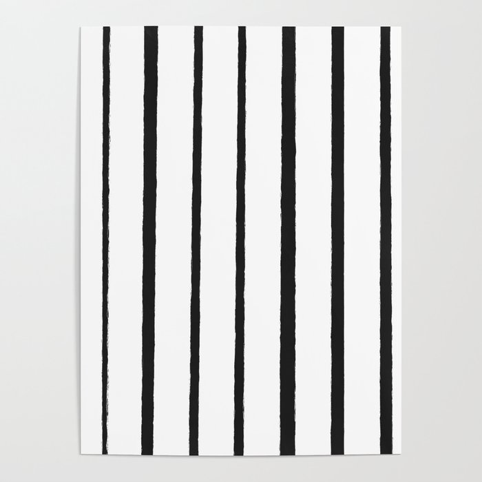 Modern Simple Black Stripes and White Color Block Poster for Sale
