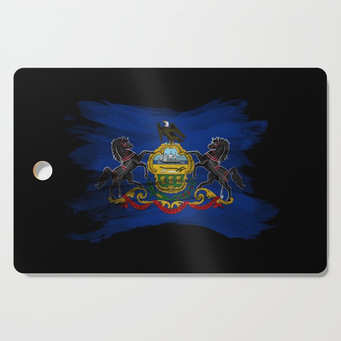 Pennsylvania state flag brush stroke, Pennsylvania flag background Cutting Board