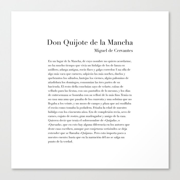 Don Quijote de la Mancha by Miguel de Cervantes Canvas Print