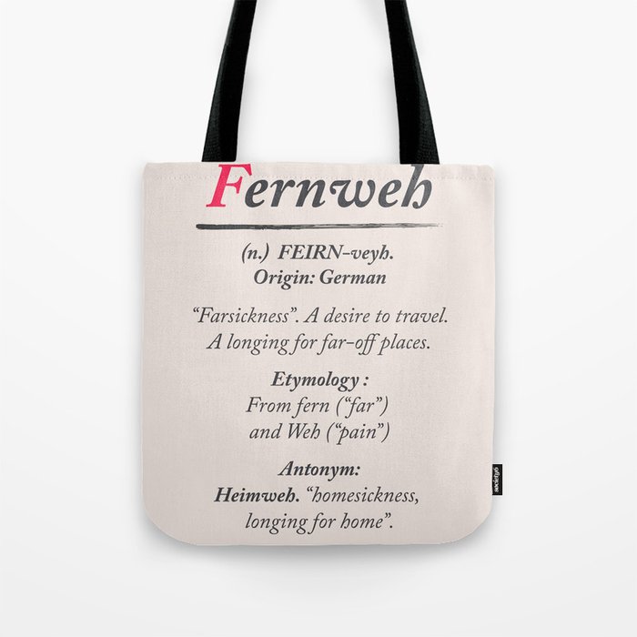 Fernweh, dictionary definition, word meaning illustration, etymology