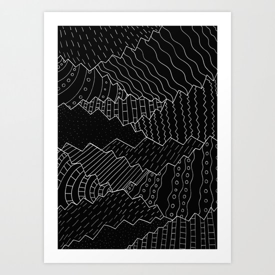 The black and white mountains Art Print