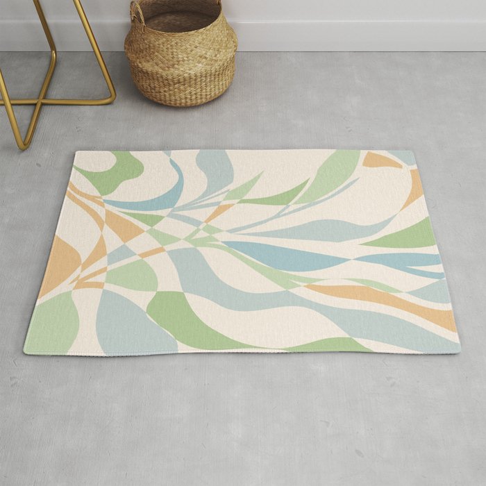 PROTECT YOUR ENERGY with Liquid retro abstract pattern in blue, green and cream Rug
