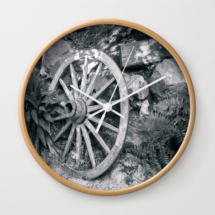 Old Wagon Wheel Wall Clock By Urbanfragments Society6