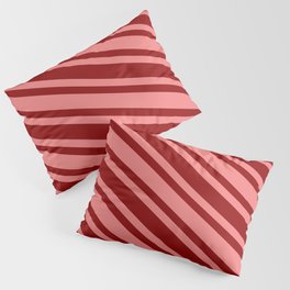 [ Thumbnail: Light Coral and Dark Red Colored Striped/Lined Pattern Pillow Sham ]