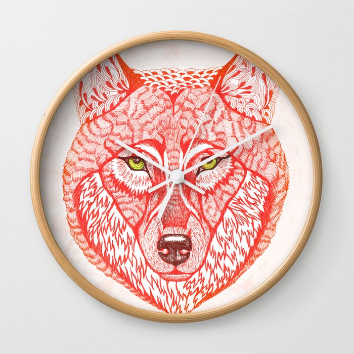 Red wolf Wall Clock
