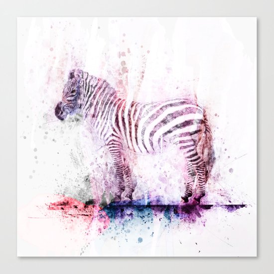 Watercolor Wash Zebra Canvas Print