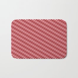 [ Thumbnail: Light Pink & Dark Red Colored Pattern of Stripes Bath Mat ]