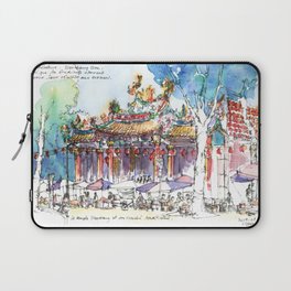 A famous temple and it traditional market in Taipei Laptop Sleeve