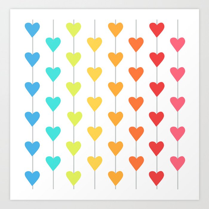 Rainbow Full Heart Strings Art Print