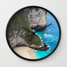 Blue Ocean Waves and Rocky Cliff Wall Clock