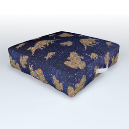 Hippie Aardvarks and Frogs in Outer Space Outdoor Floor Cushion