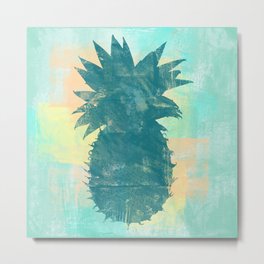 Tropical Pineapple Metal Print | Coastalart, Fruit, Brightcolors, Pineapple, Tropical, Colorful, Homedecor, Summerheat, Spongepainting, Kitchendecor 