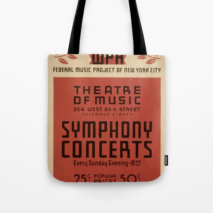 Federal Music Project Of New York City - Retro  Vintage Music Symphony  Tote Bag