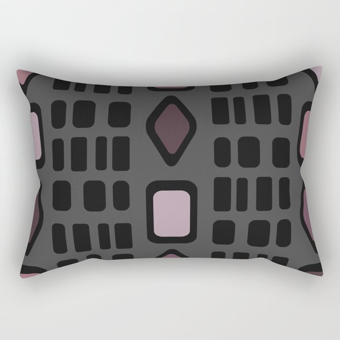 Retro Diamonds Rectangles Black Mauve Rectangular Pillow