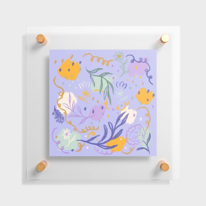 Abstract Garden Doodle (Very Peri) Floating Acrylic Print