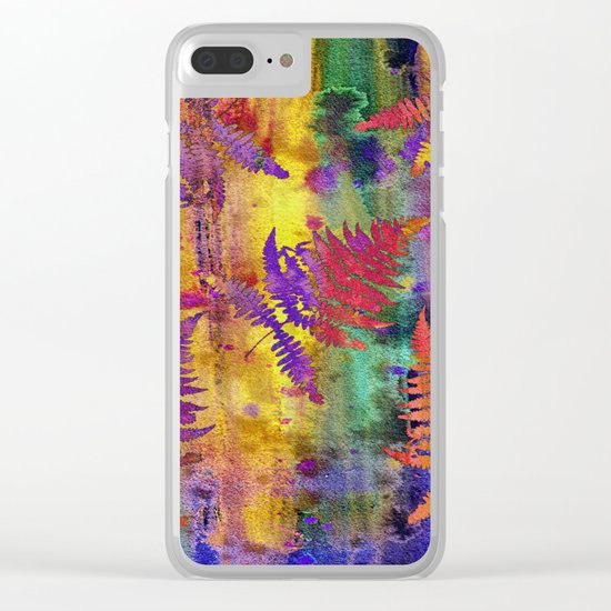 Colorful Fern Leaves QW Clear iPhone Case