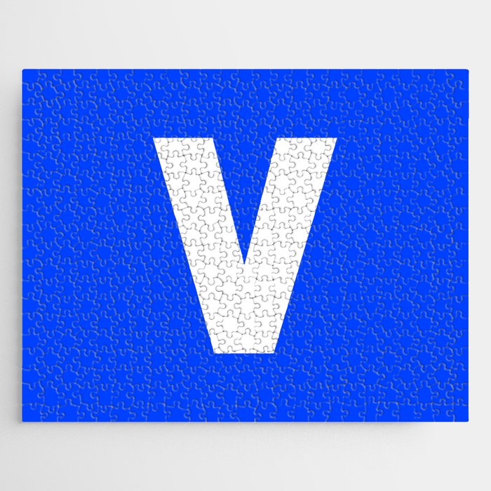 letter V (White & Blue) Jigsaw Puzzle