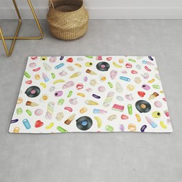 Pick and Mix Sweets on a white background pattern Rug