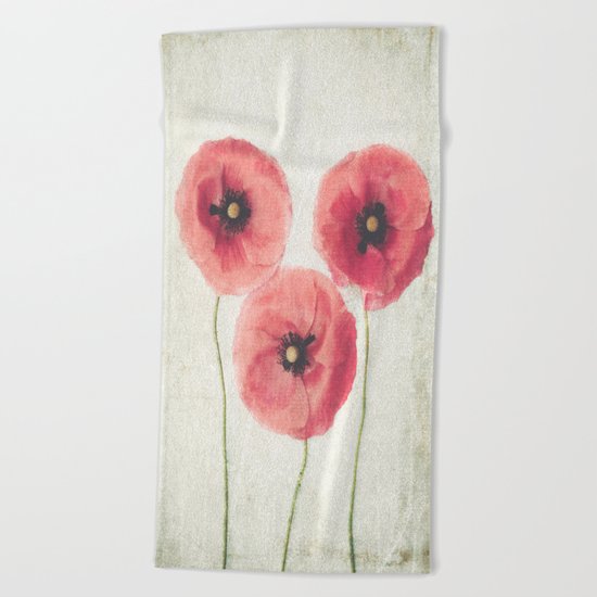 Vintage Poppies Beach Towel