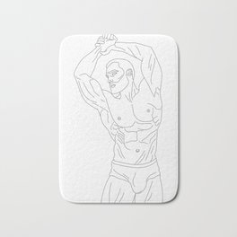 Handsome male athlete with a naked torso. Bath Mat