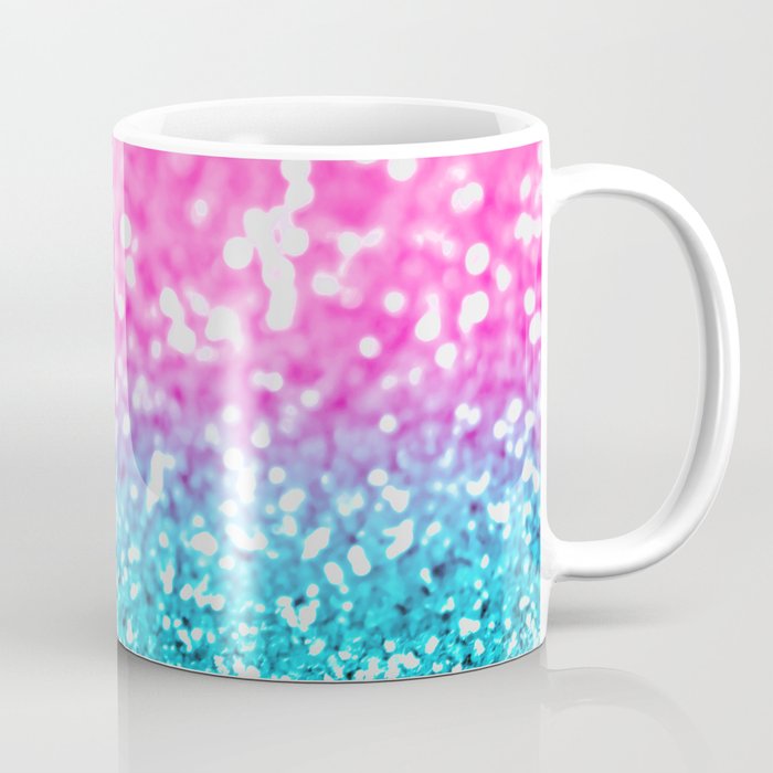 Aqua & Magenta Glitter Bubbles Coffee Mug
