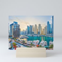 Dubai modern skyscrapers Corniche Mini Art Print