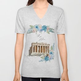 Parthenon of Greece Vintage V Neck T Shirt