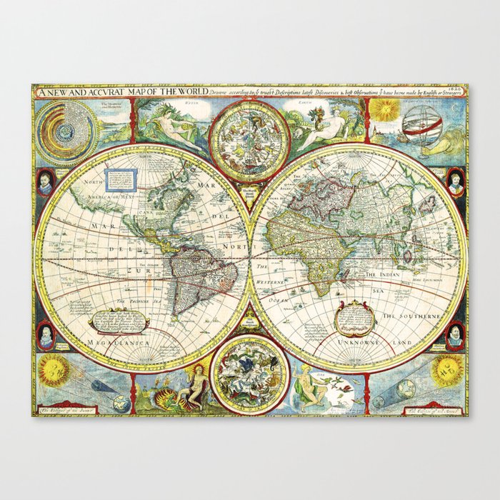 Vintage World Map Antique Canvas Print