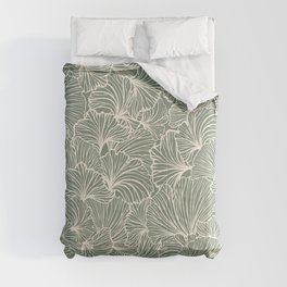 Decorative Nature Pattern, Sage Green and Ivory, Floral Prints Comforter