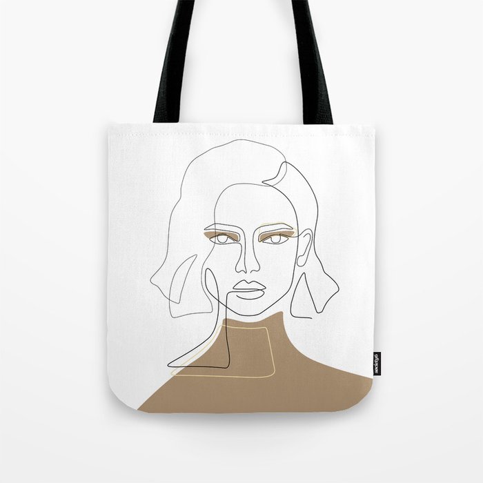 Chic Tan / Beige girl face with short hairstyle Tote Bag