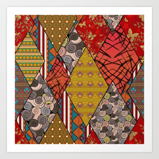 Rustic . Patchwork . Art Print