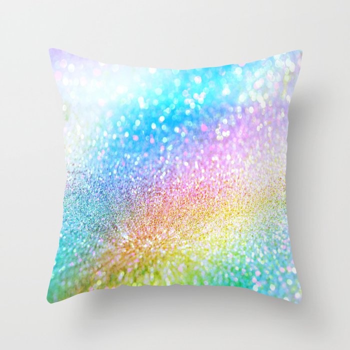 rainbow glitter Throw Pillow
