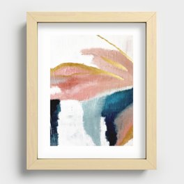 Exhale: a pretty, minimal, acrylic piece in pinks, blues, and gold Recessed Framed Print
