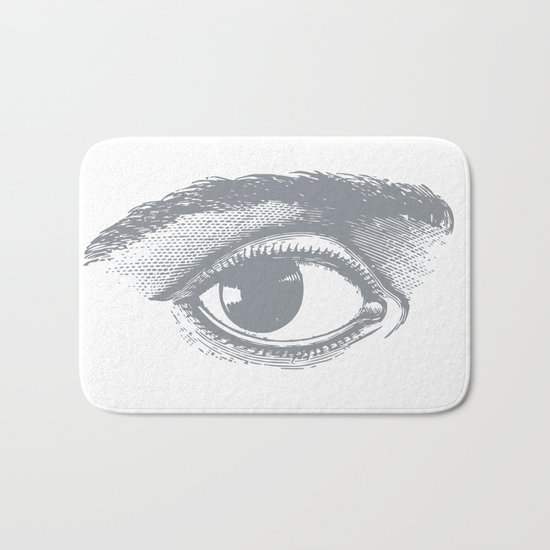 I see you. Gray on White Bath Mat