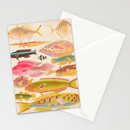 Colorful Tropical Fishes Vintage Sea Life Illustration Stationery Card