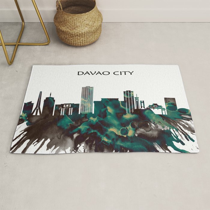 Davao City Skyline Rug by NextWay Art Society6