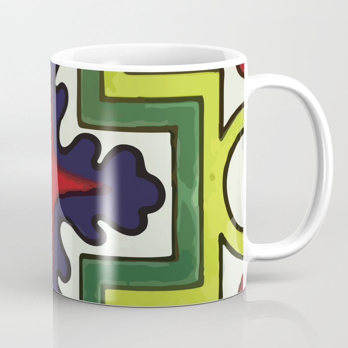 Modern pattern cross mexican tile colorful leaves design Coffee Mug