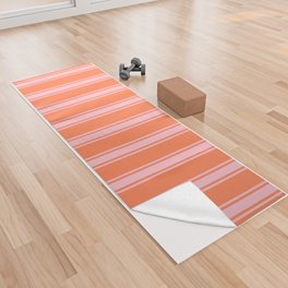 [ Thumbnail: Coral and Pink Colored Pattern of Stripes Yoga Towel ]