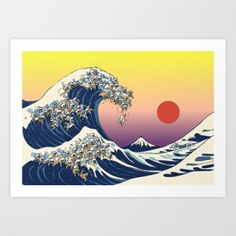 The Great Wave Of  Cat Art Print