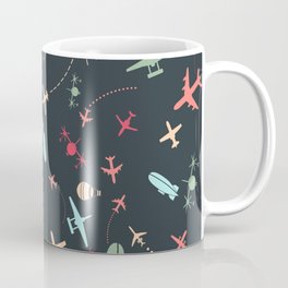Black Airplane and Aviation Pattern Coffee Mug