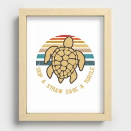 Skip A Straw Save A Turtle Recessed Framed Print