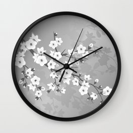 Only Gray Cherry Blossom Wall Clock