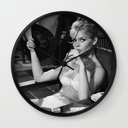 Brigitte Bardot Drinking and Smoking a Cigarette black and white photography / art photograph Wall Clock | Nude, And, Cigarettes, Starlet, Smoking, Actress, Photographs, Vintage, Movies, French 