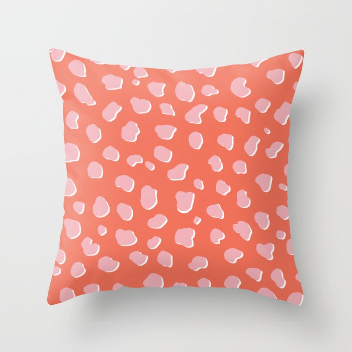 Colour Block Cow Print in Pink and Orange  Throw Pillow