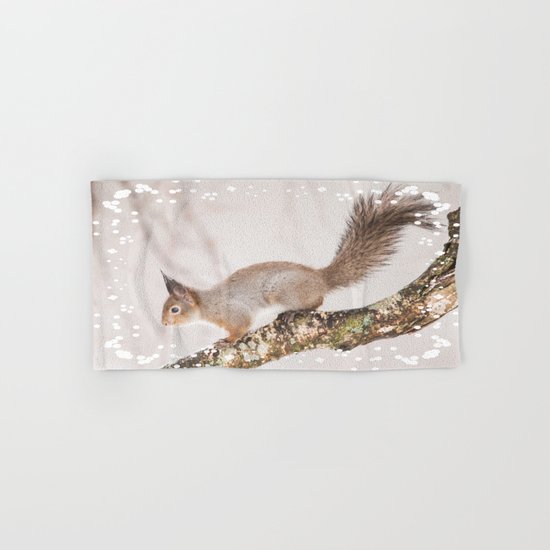Little squirrel jumping on the branch Hand & Bath Towel