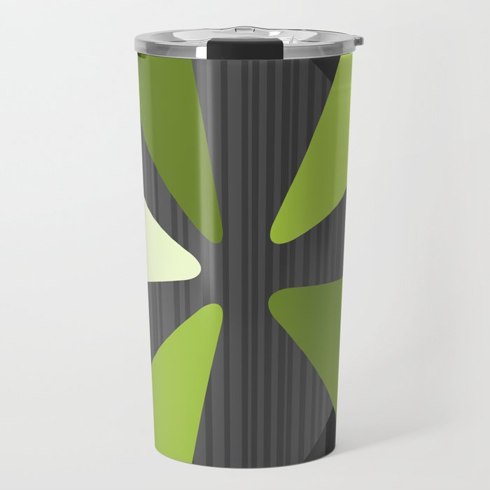 Mid Century Modern ‘Petals’ Art Black Chartreuse Travel Mug