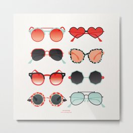 Sunglasses Collection – Red & Mint Palette Metal Print | Summer, Sunglasses, Sun, Mint, Illustration, Sunglass, Pattern, Vector, Fashionillustration, Digital 