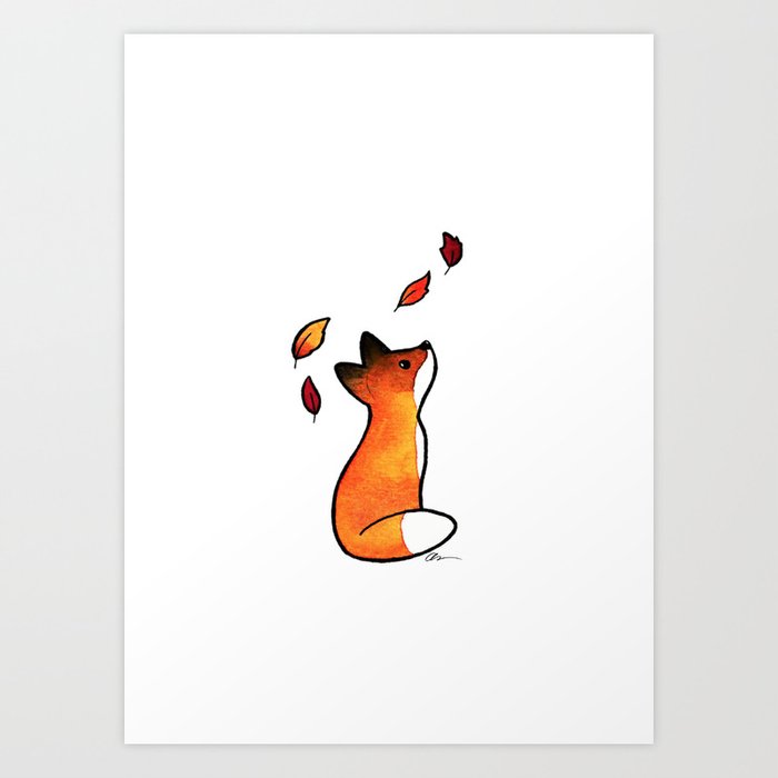 The Fox in The Leaves Art Print