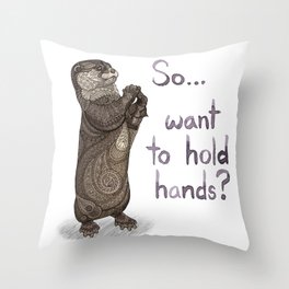 Otter Valentine Throw Pillow