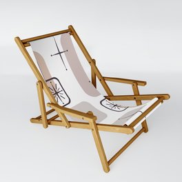 Mid Century Modern White Tan Beige Sling Chair